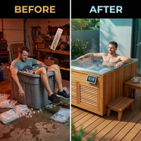 Cedar Cold Plunge Built for Recovery, 304 Stainless Steel, Soft-Close Lid, Whisper-Quiet Operation — Before & After